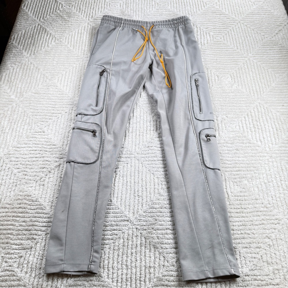 EPTM Cargo Track Pants Mens S Grey Utility Tech Cyberpunk Moto Distressed Gorp